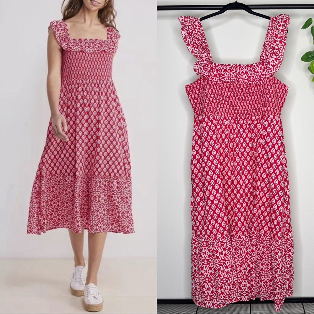 Vineyard Vines Tile Smocked Midi Dress size XL Extra Large